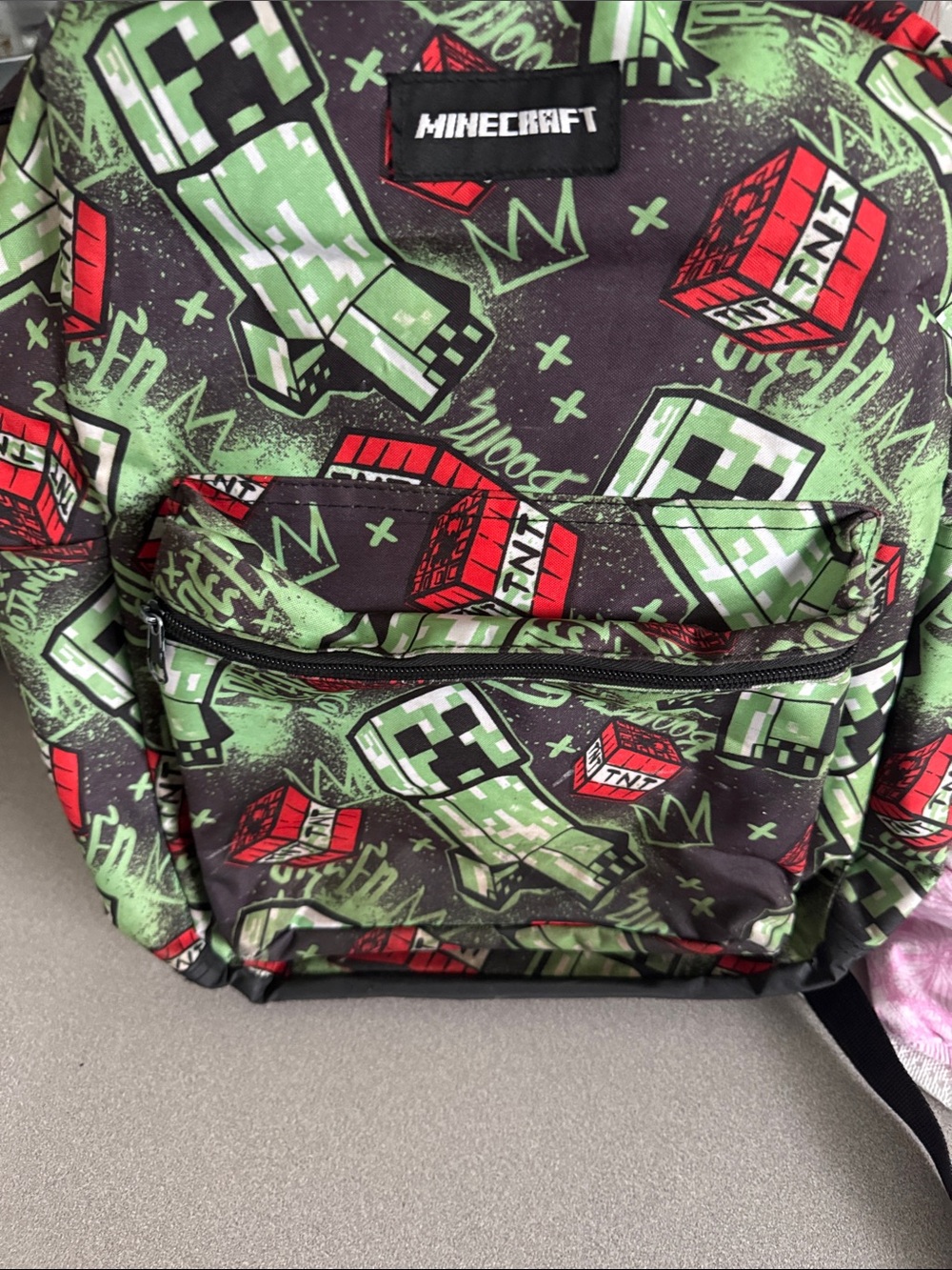 Minecraft Print Black & Green Backpack